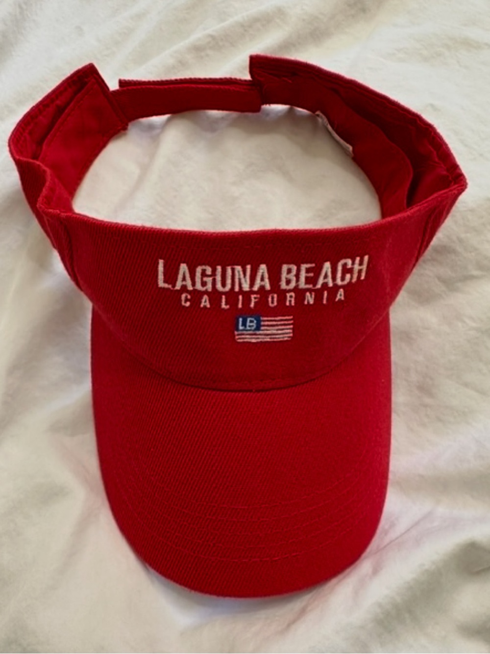 Retro Laguna Beach California Red Embroidered Visor Hat Adjustable One Size